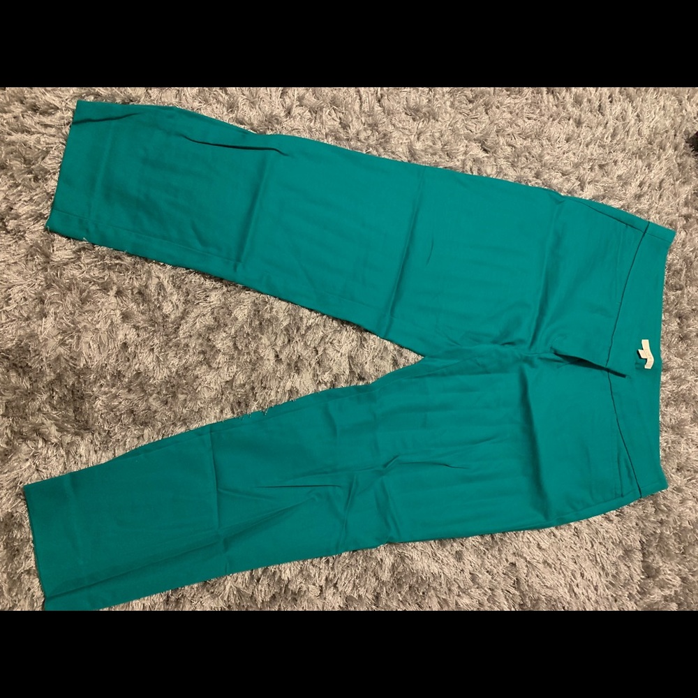 LOFT Teal Straight-Leg Cropped Pants